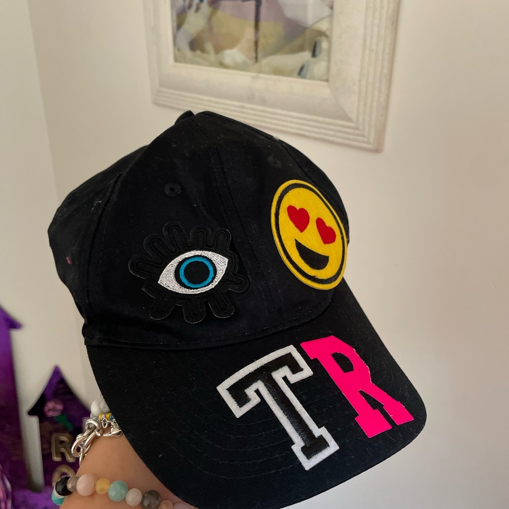 Black baseball cap with patches